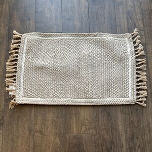 Threshold Beige Woven Fringe Rug